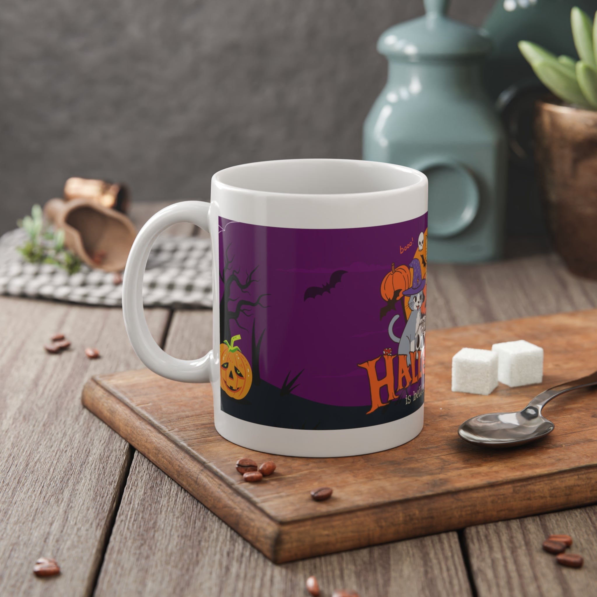 Happy Halloween is Better with Cats | White Ceramic Mug